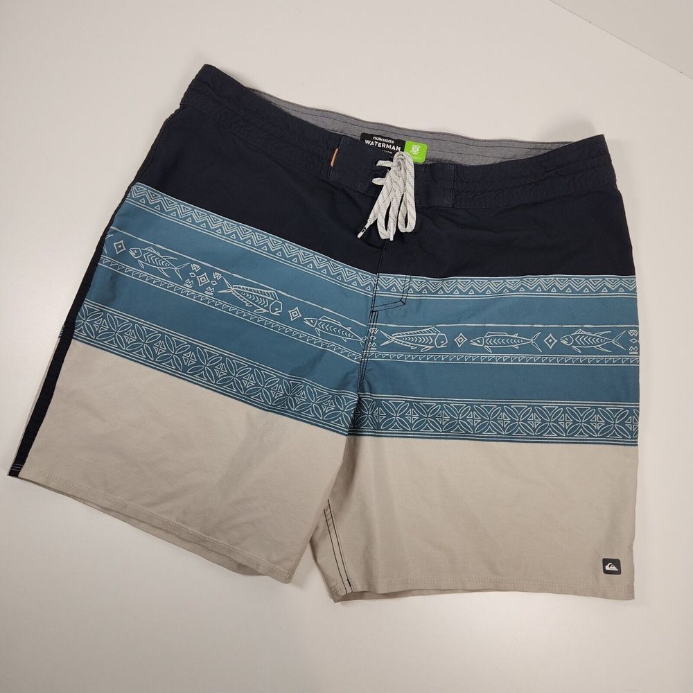 Quiksilver‎ Men's 38W Waterman Collection  Board Shorts Blue Hawaiian